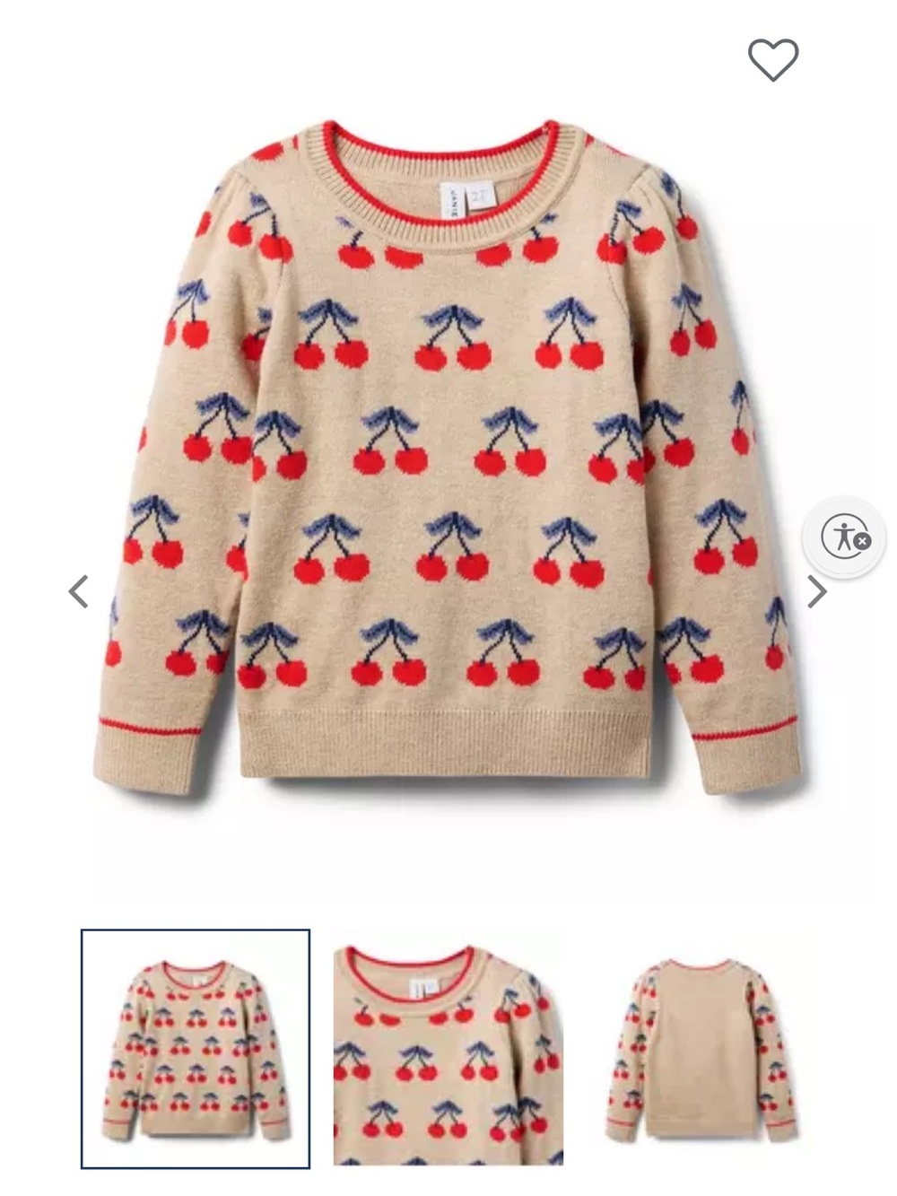 NWT Janie & Jack Girls The Cherry Sweater Size 3